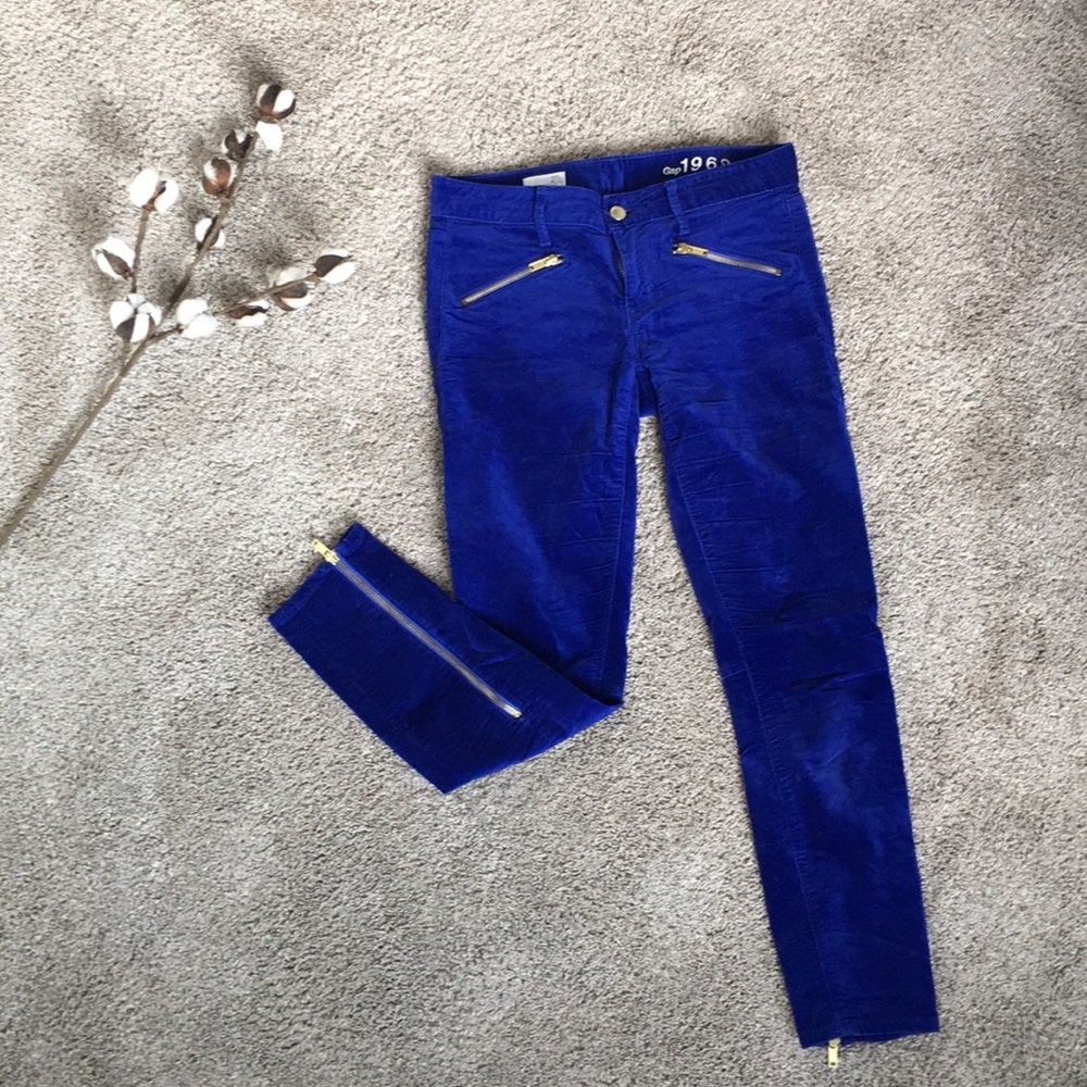 GAP blue velvet pants 27